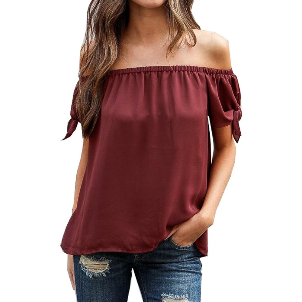 Off Shoulder Top in ruby red